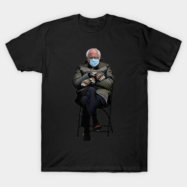 Bernie Sanders Mittens 2021 Cartoon T-Shirt by SynchroDesign